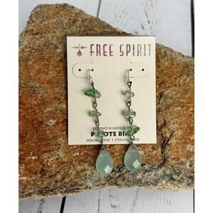 Peyote Bird‎ Sterling Calcite Peridot Beaded Earrings J052